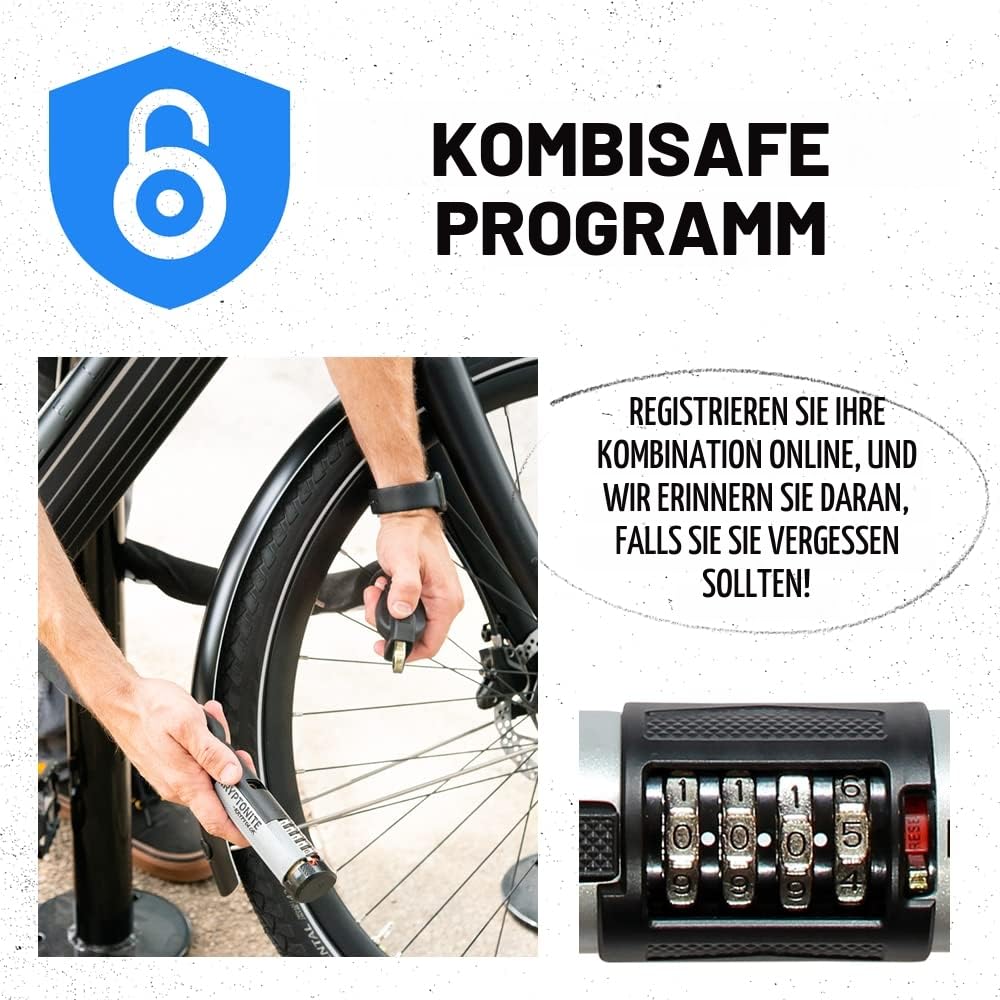 Kryptonite Kryptolok Combo Bügelschloss aus gehärtetem Stahl, Sicherheitslevel 6/10, für Fahrräder, 1,32 kg, 10,2 x 22,9 cm | Fahrradschlösser