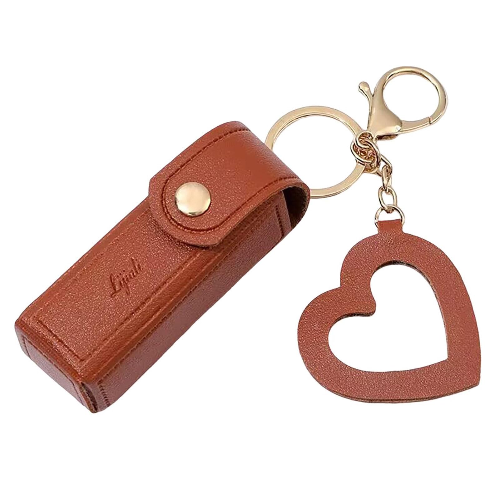 Colorful Lipstick Holder Keychain for Women - Leather Lipstick Case Clip on Chapstick Keychain Trendy Tote Bag Lip Gloss Holder Pouch for Travel Coffee