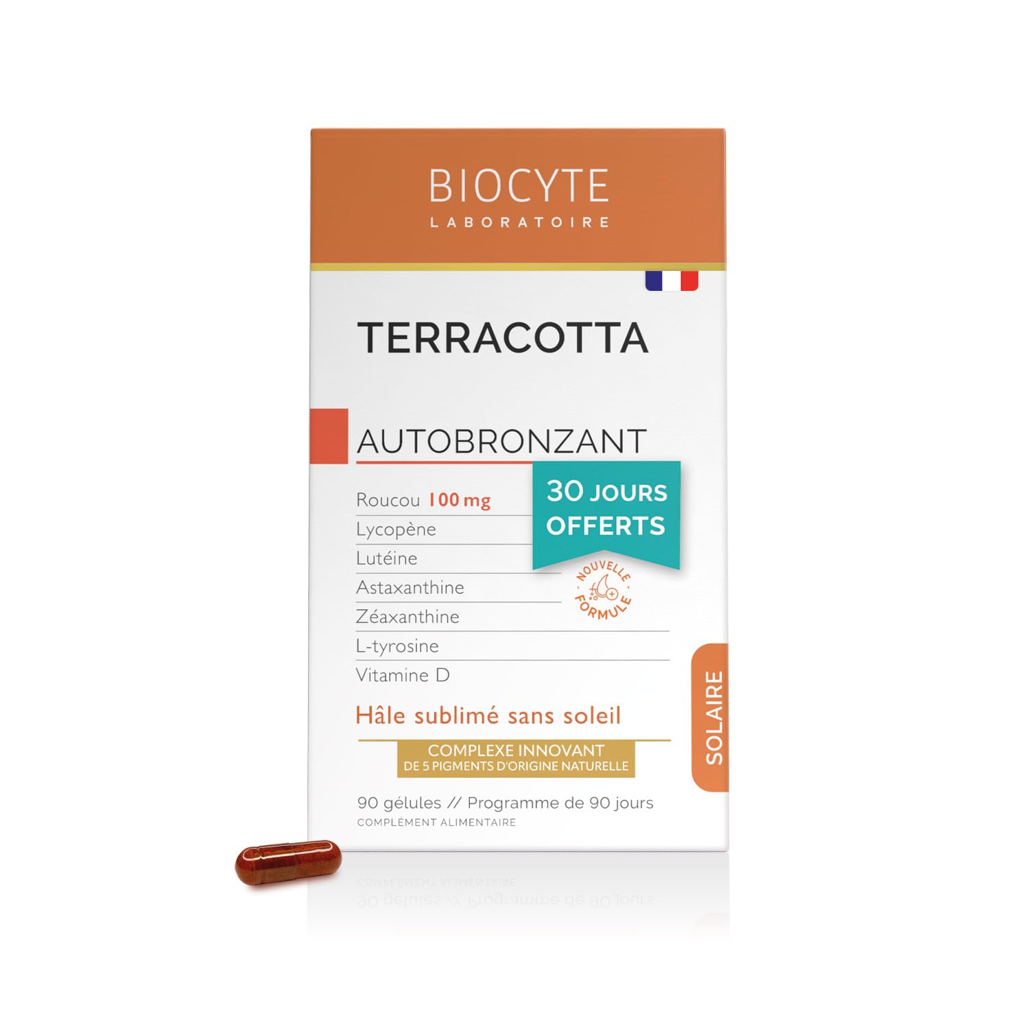 BIOCYTE Zestaw Terracotta Samoopalający - Bezsłoneczny odcień - Bez Beta Carotene - , Luteina, Astaksantyna, L-tyrozyna, Witamina D - 90-dniowy program