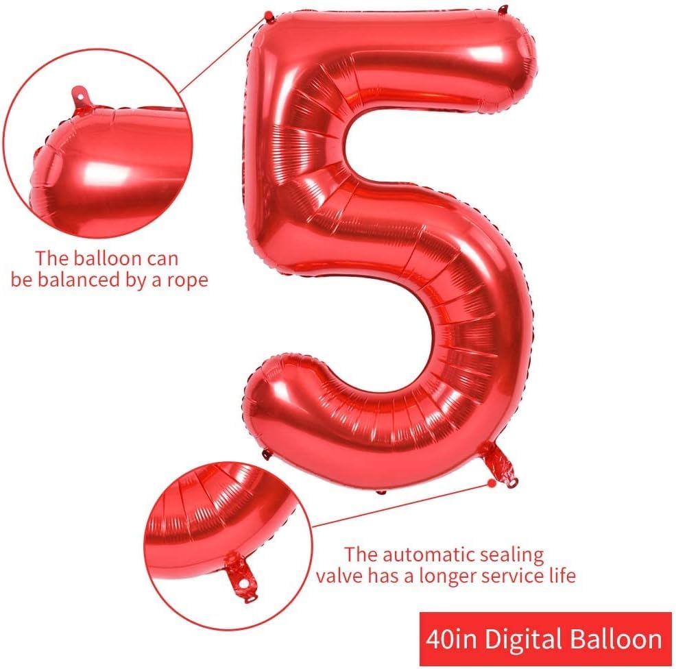 Image of TONIFUL 40 Inch Red Number 25 Balloons Large Foil 25th Birthday Decorations