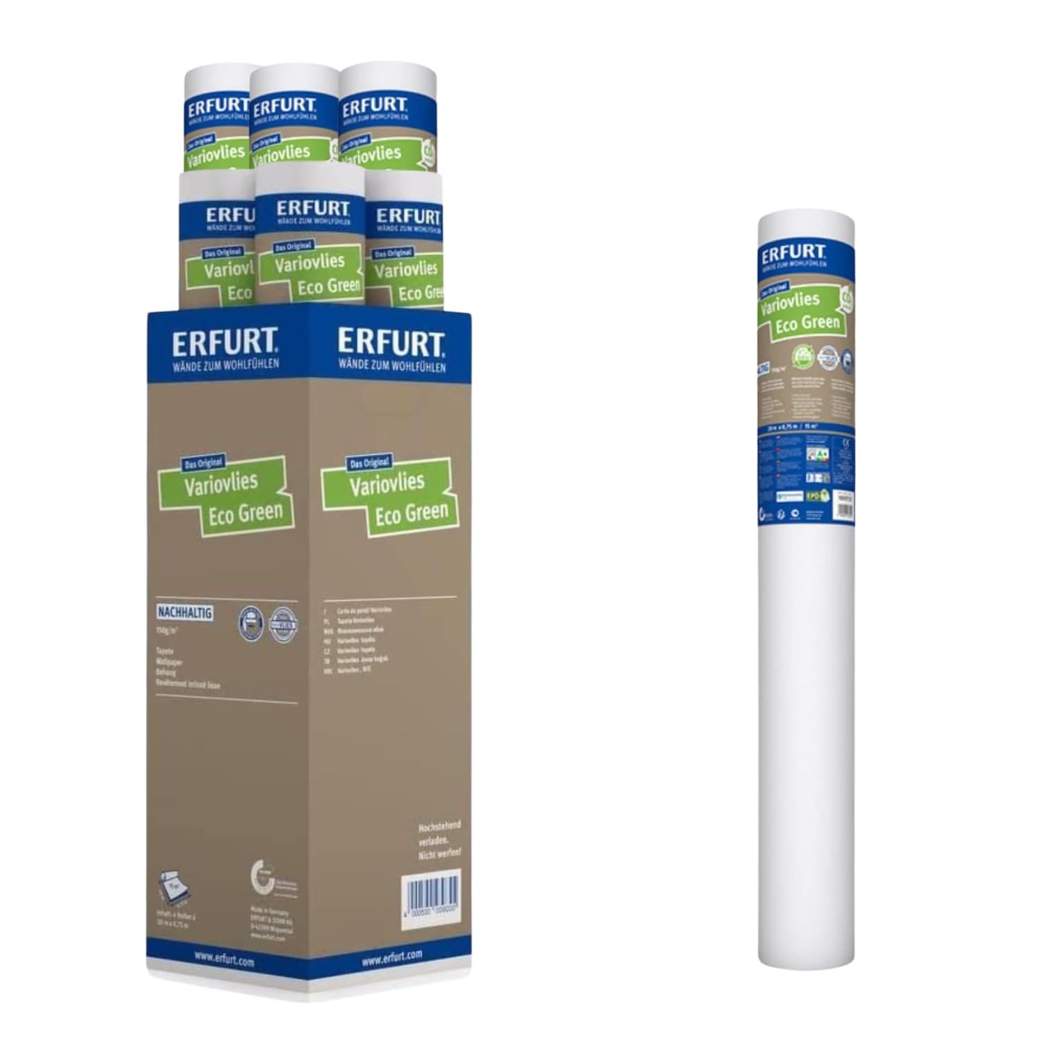 Erfurt Variovlies überstreichbar 20X0.53 Glattvlies Tapete 6 Rollen 1003903