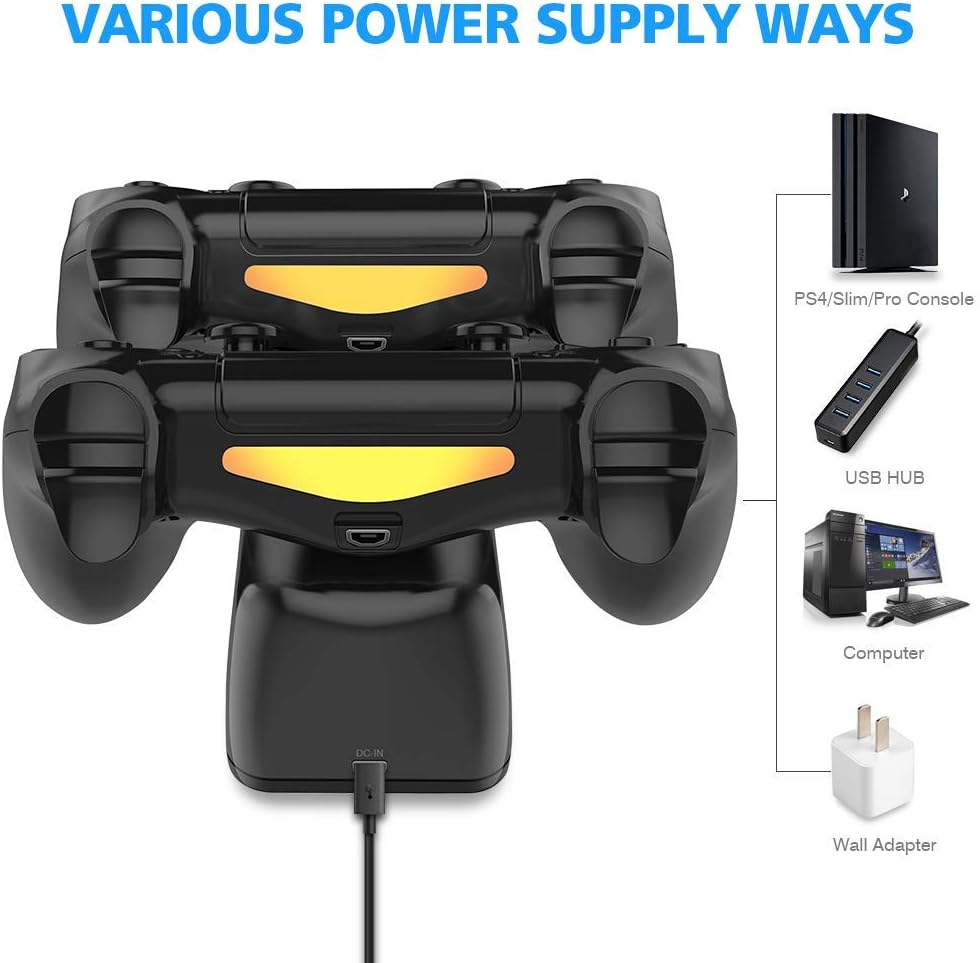 RONSHIN for PS4/slim/Pro Game Controller Joypad Joystick Handle USB Charger Fast Charging Dock Station for Playstation 4
