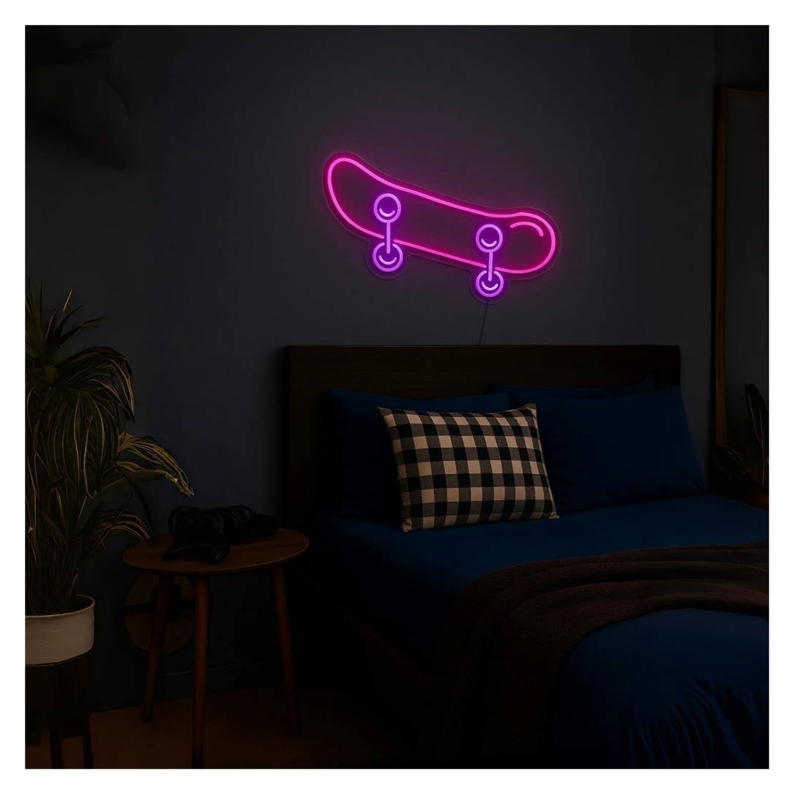 RONGCH Hanging Art Signs Skateboard Neon Sign, Suitable for Skater Room Or Studio Decor with Dimmable 51cm(D)
