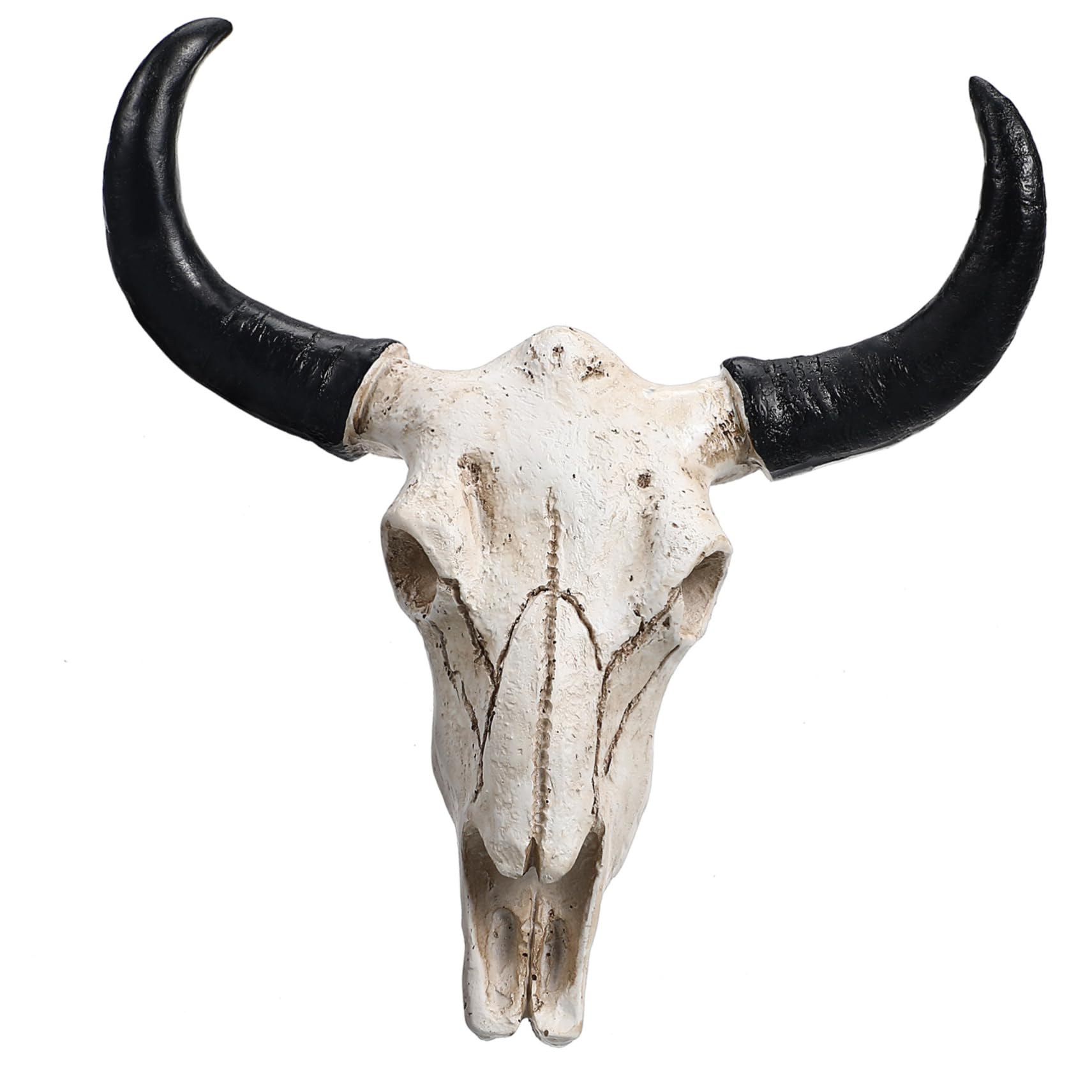 Long Horn Cow Skull Wall Hanging Resin Animal Mini Figurines 3D Cow Skull Design Sculpture Wall Hanging Art