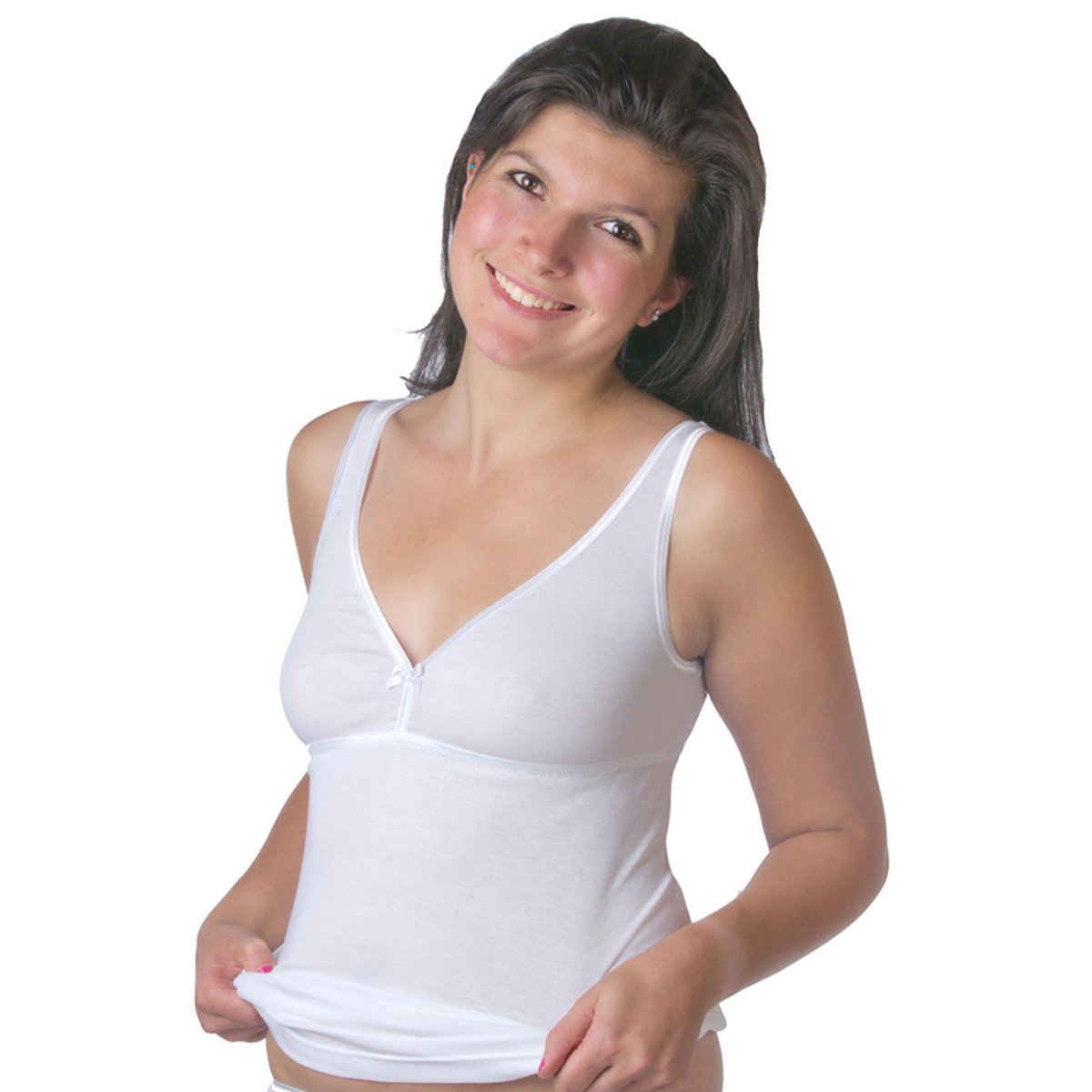 HERMKO 17580 Kit de 2 Camiseta de Mujer con Sujetador y Bustier Integrado