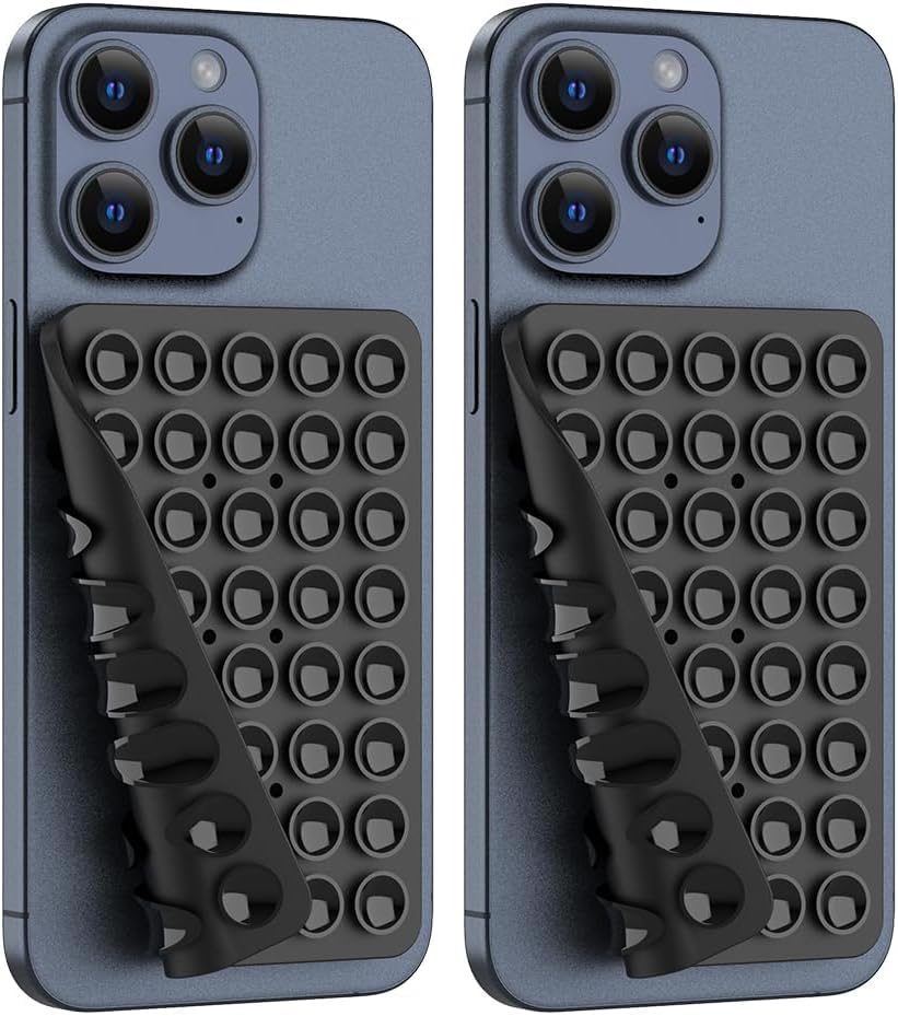 Image of EDNITA Suction Cup Phone Case Mount, Double-Sided Suction Anti Slip Silicon Sticky Phone Stand for iPhone and Android, Hands-Free Strong Grip Holder for Selfies and Videos (Multi Color (Pack of 2))