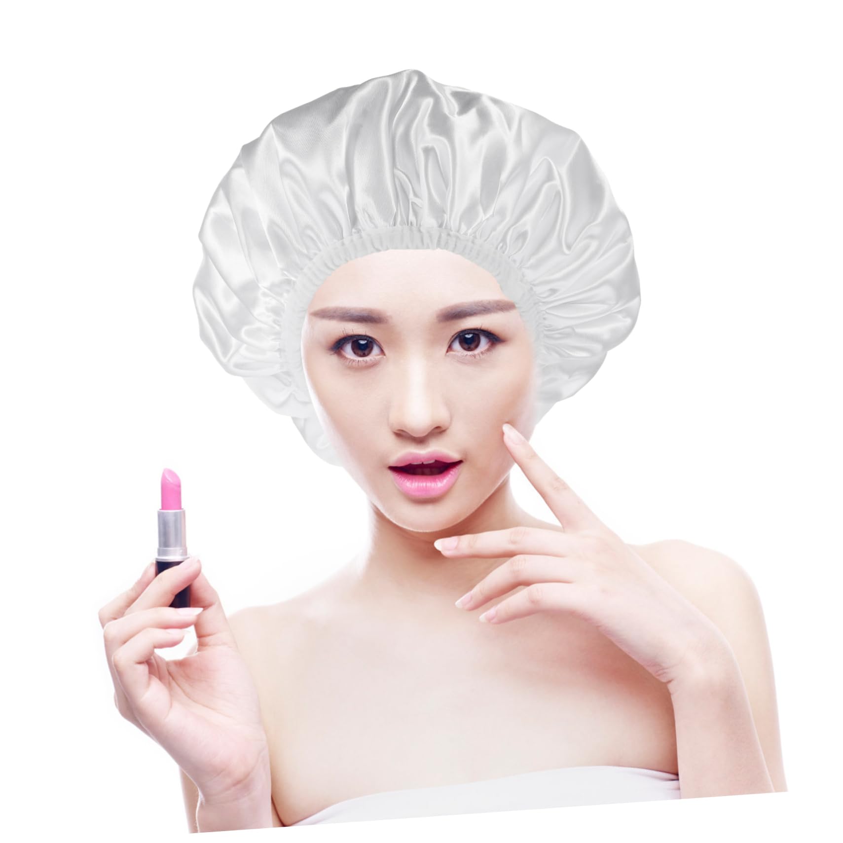 AUTSUPPL Large Reusable Shower Cap for Women Elastic Hair Cover Bath Bonnet Soft Lightweight Design for Shower Travel Cooking - Image 2
