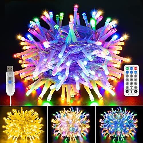Romwish Luces de Navidad 10M 100 LED, Guirnaldas Luminosas de Arbol de Navidad, Cadena de Luces...