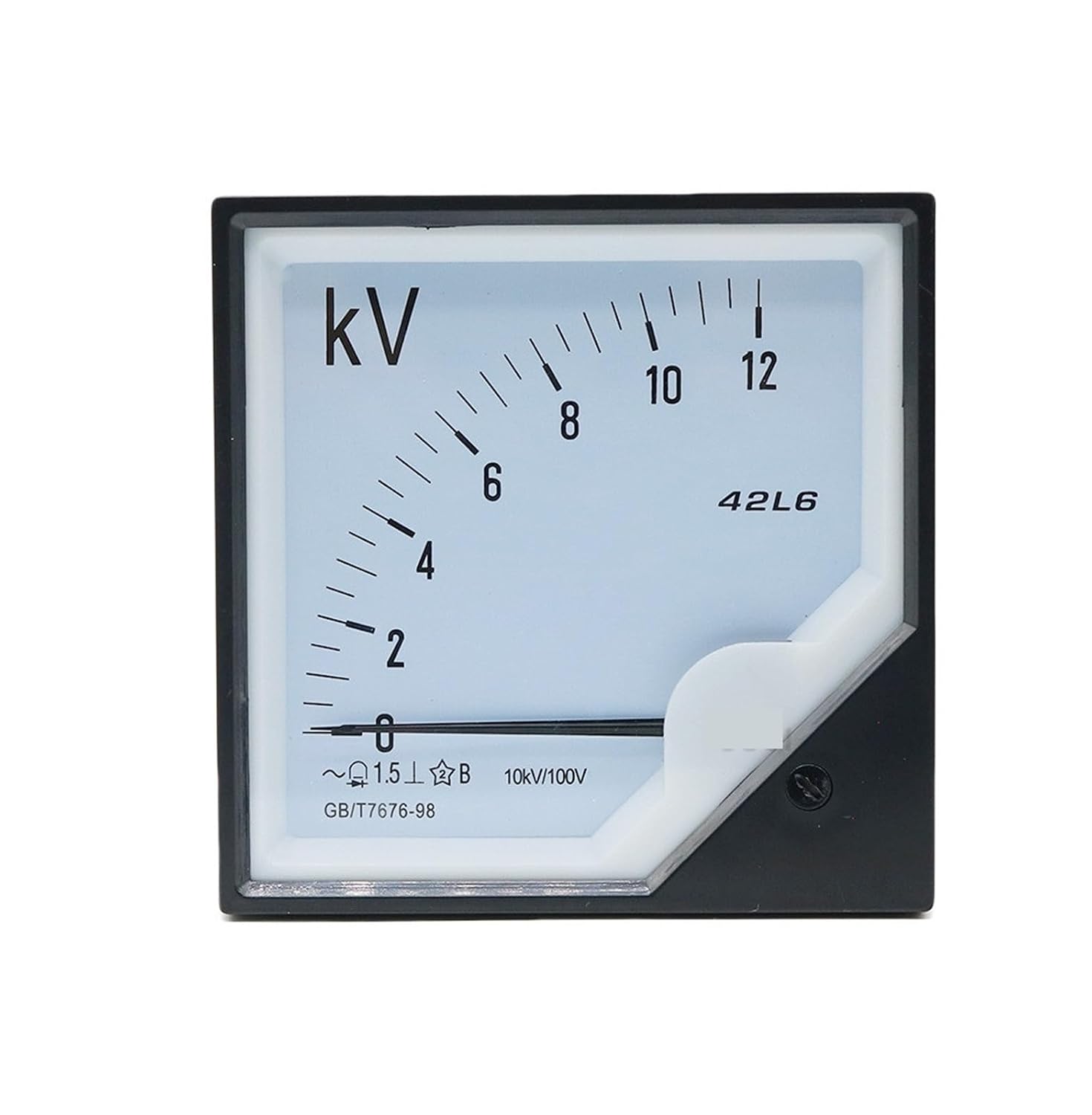 42L6-V AC Voltmeter Analog Panel Pointer 10KV/100V Mechanical Meter 120 * 120mm 1Pcs