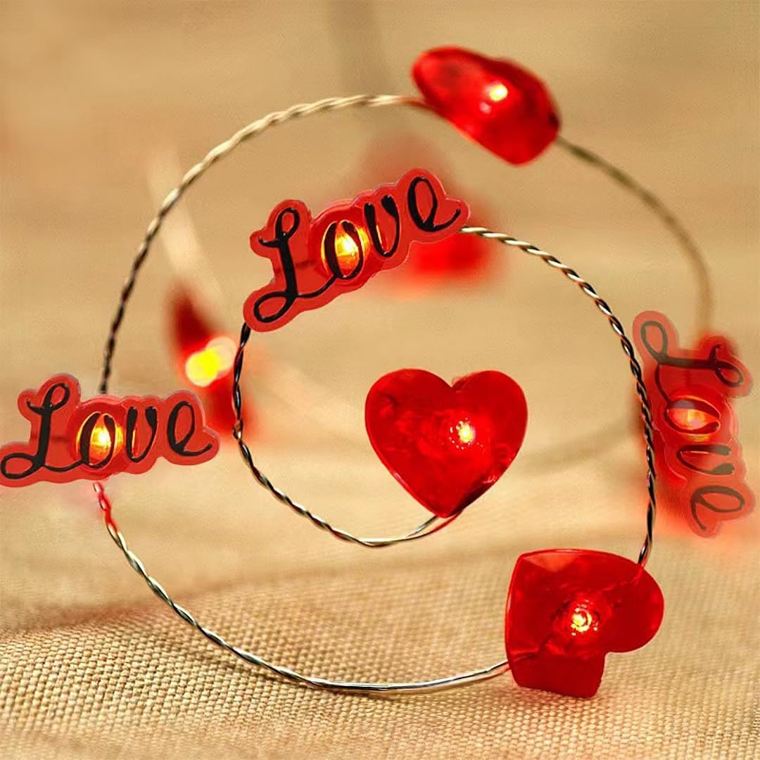 Hhmtaka Warm White Love Heart Fairy String Lights 30Led Led Battery Operated Lights 3M Garland Light For Home Bedroom Wedding Indoor Décor (Red Heart And Love)
