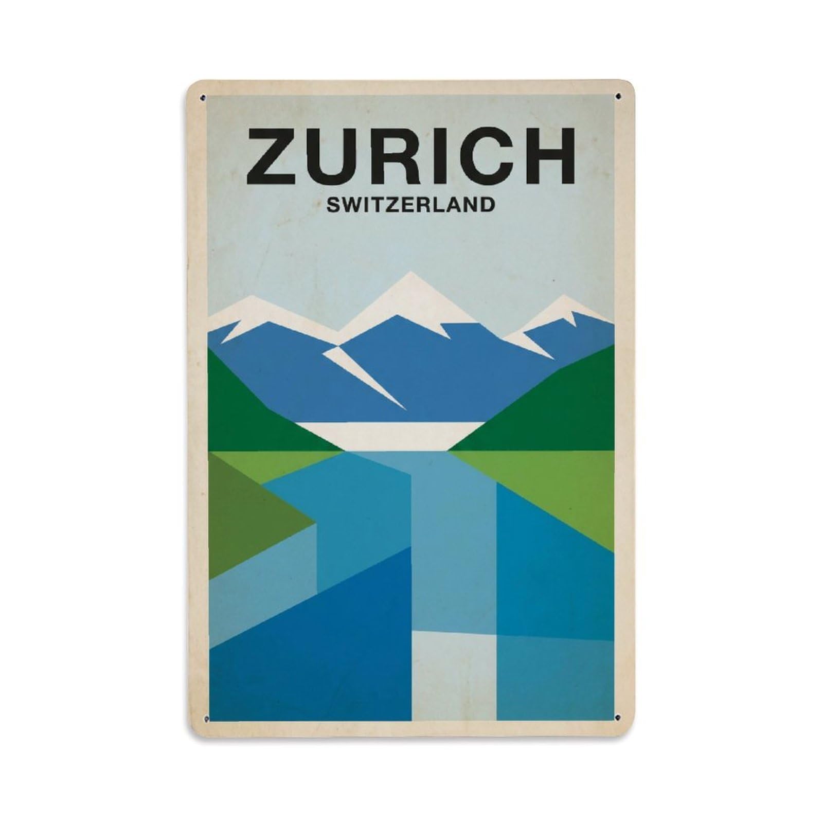 Vintage Travel Switzerland Zurich Metal Tin Sign