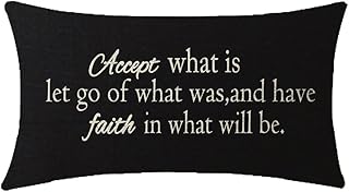 NIDITW Inspirational Quote Throw Pillow Cover 12x20 Inches Accept What is Let Go of What was and Have Faith in What Will Be Lumbar Cotton Linen Cushion Case for Sofa Home Decor