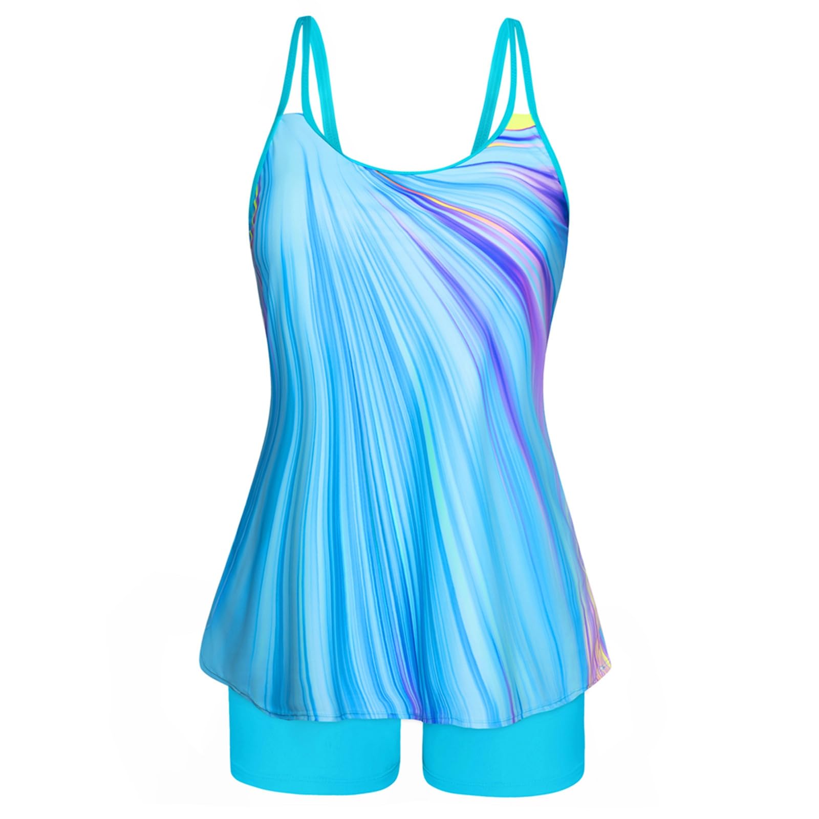 Tankini de Talla Grande con Estampado Floral Parte Inferior de Bikini de Cintura Alta Traje de baño de Dos Piezas para Nadar cómodamente y con Estilo romántico_1