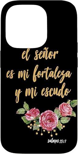 Funda para iPhone 14 Pro Salmos El Señor Es Mi Fortaleza Biblia Cristiana