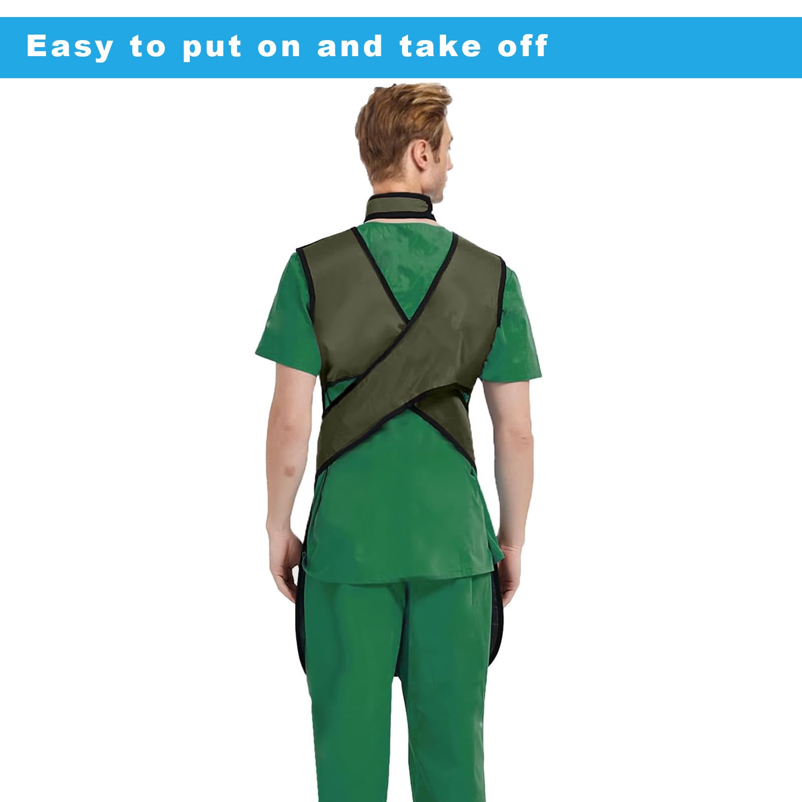 Heytaful Xray Radiation Apron Shield Half Lead Apron for 0.5mmpb X-Rays Army Green XL with Lead Thyroid Shield Collar Lightweight