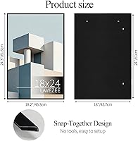 Vista 2 de Lavezee 6 Packs 18x24 Poster Frame Black, Lightweight 18 x 24 Poster Frames for Wall Mounting, Display 24x18 Pictures, Posters & Art Prints