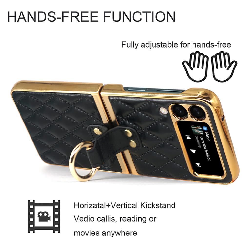 Funda para Samsung Galaxy Z Flip5 Flip4 Z Flip3 Funda de Cuero Simple Plegable con Soporte de aro Funda Protectora con Todo Incluido, Color Blanco, para Samsung Z Flip5