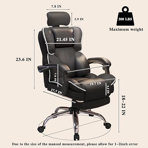 Miniatura 2 de Silla de oficina ejecutiva con reposapiés, respaldo alto, sillas de juegos de computadora, silla reclinable de piel sintética grande y alta, color
