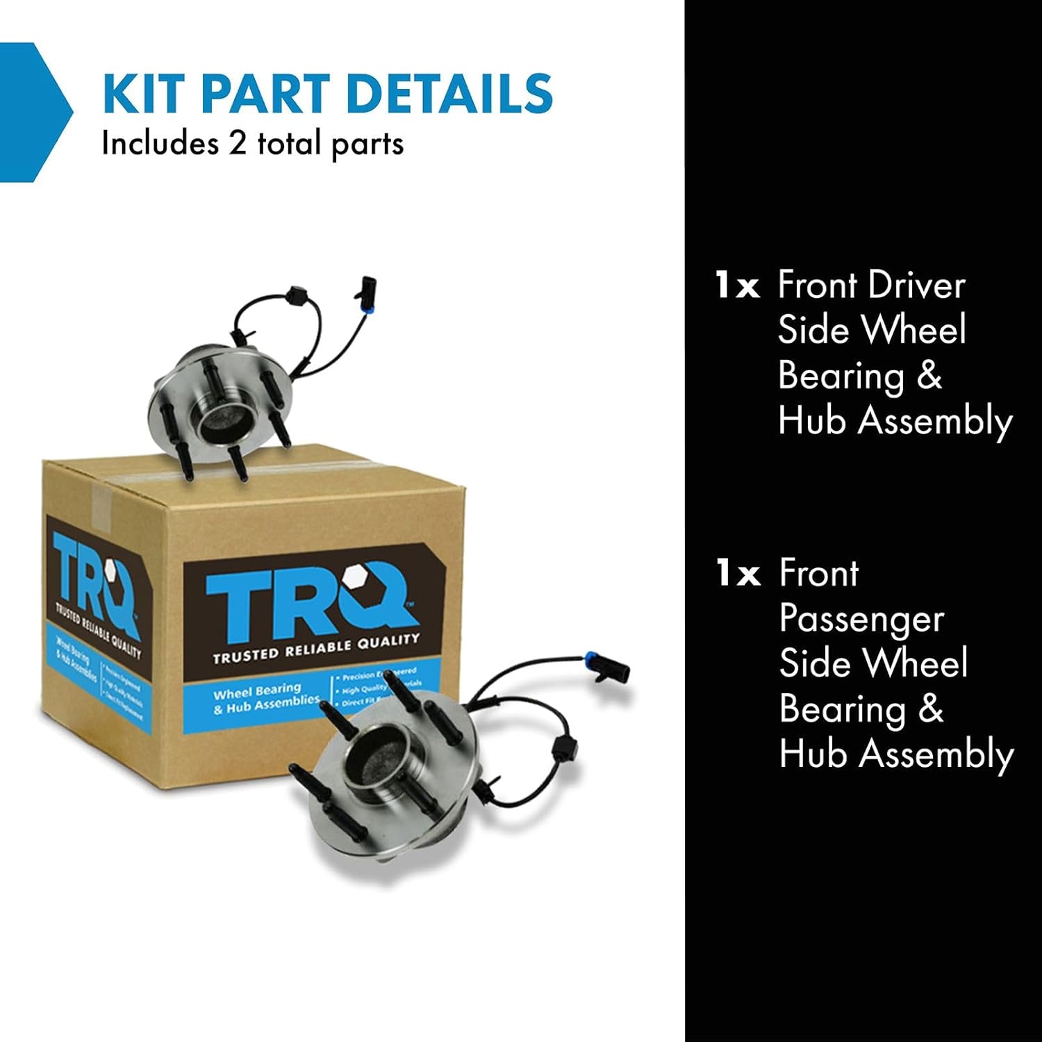 TRQ 2 Piece Front Wheel Bearing & Hub Assembly Set Compatible with 2003-2005 Chevrolet Astro GMC Safari - Image 2