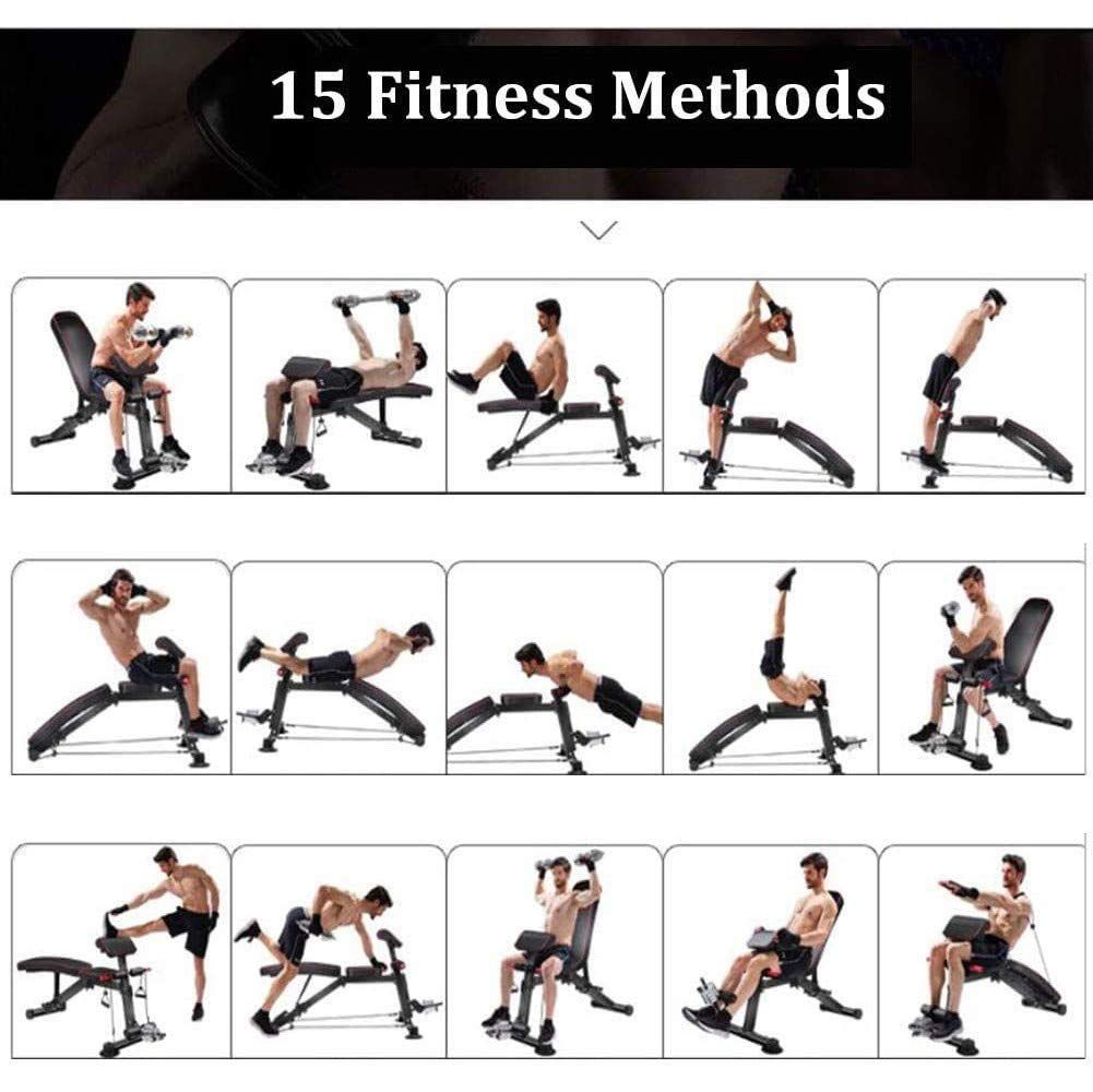 Banc de Musculation Multifonctions Pliable,avec Leg Extension Machine,Universel Banc à haltères Exercices abdominaux Exercices, Banc d’entraînement pour Tout Le Corps