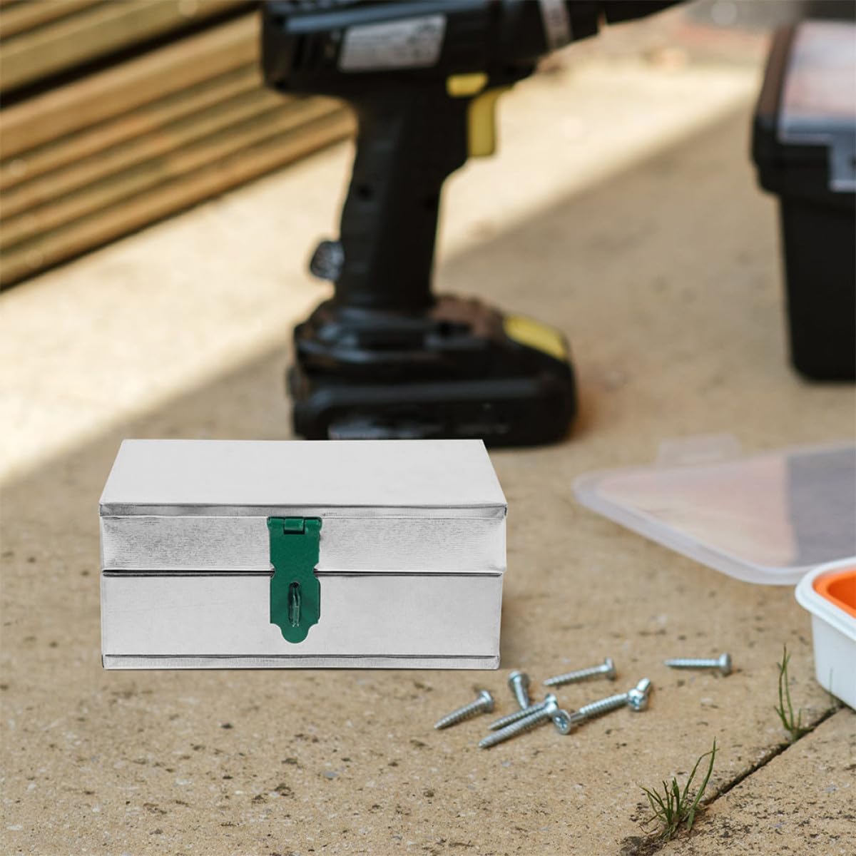 Metal Tool Box Storage Case with Lockable Buckle, Iron image 4