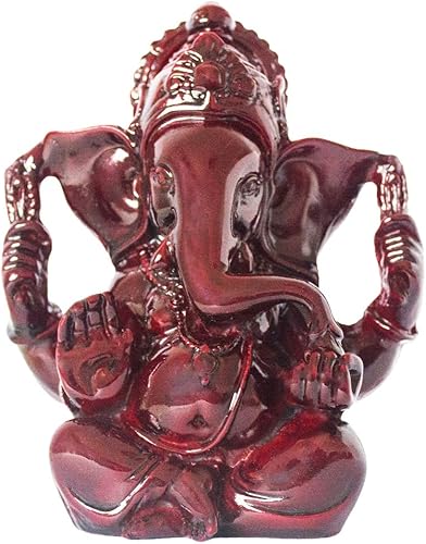Dios hindú Señor Ganesha ídolo Estatua de elefante indio Buda Ganesh Escultura Bendición Hogar Pooja Diwali Decoración Buena suerte (rojo oscuro)