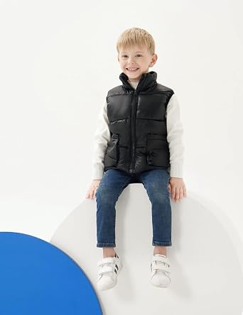Kids Lightweight Waterproof Sleeveless Zipper Quilted Vest for Boys Girls
