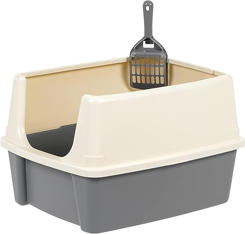 Miniatura 20 de Yaxa Basics Caja de arena grande para gatos con lados altos, entrada superior, incluye cuchara, 20.5 x 14.75 x 14.38 pulgadas, gris