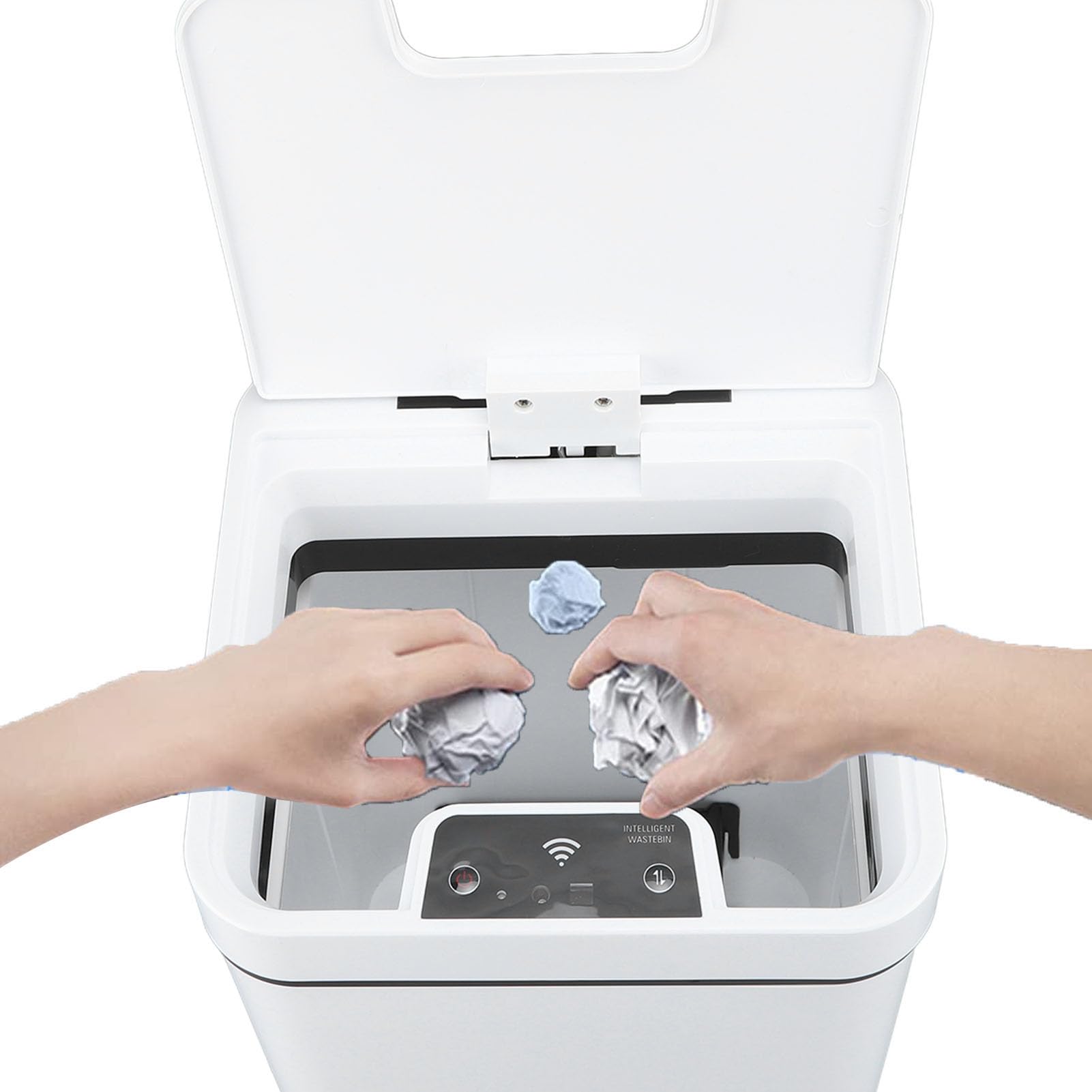 Pattumiera Intelligente, Pattumiera da Bagno in Plastica PP Versatile con Prestazioni di Tenuta Eccellenti con Coperchio, Pattumiera da Bagno con Sensore di Movimento da 18 Litri, Funzionamento