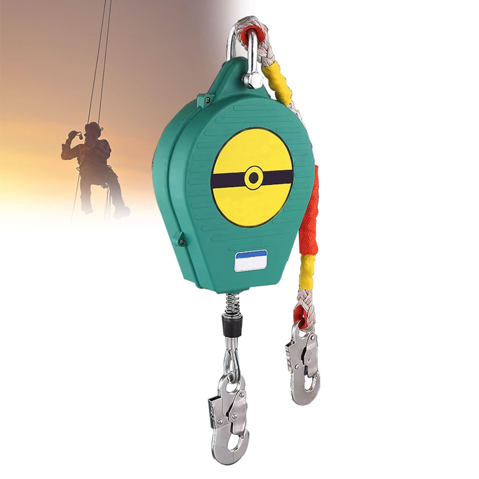 Dispositivo Anticaídas Retráctil de Cable, Arnes de Seguridad Anticaídas Retráctil con Estructura de Doble Bloqueo para Trabajos en Altura y Andamios, 3m/5m/7m/10m/15m, Carga: 150kg(Size:5m)
