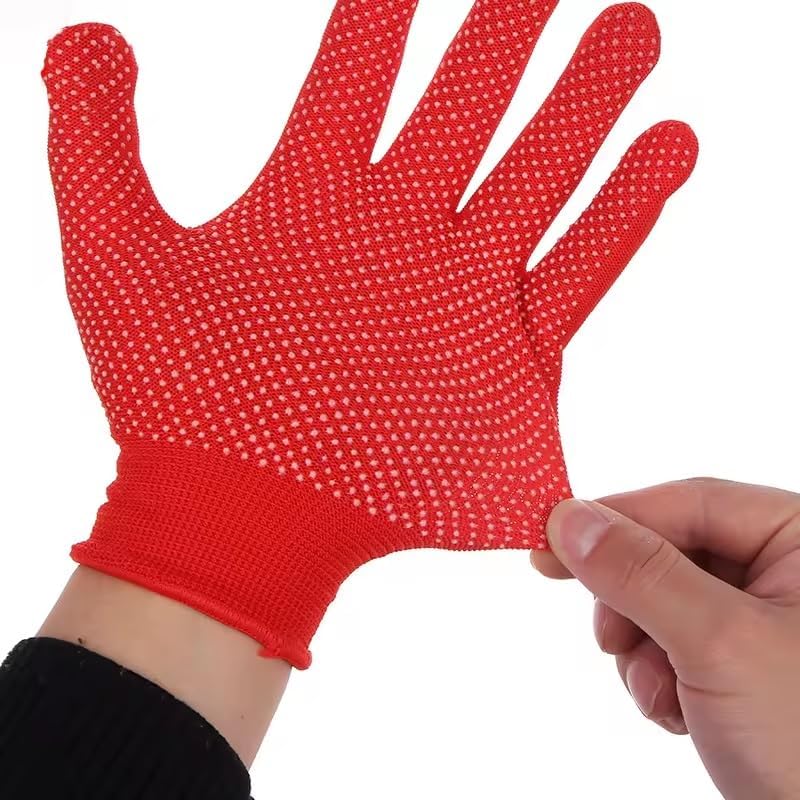 Image of Heega PVC Dotted Cricket Tennis and Batting Gloves for Men with Flexible and Secure Elastic Wrist | Extra Grip, Breathable Cotton Tennis Batting Gloves for Cricket (Red, 2 Pair)