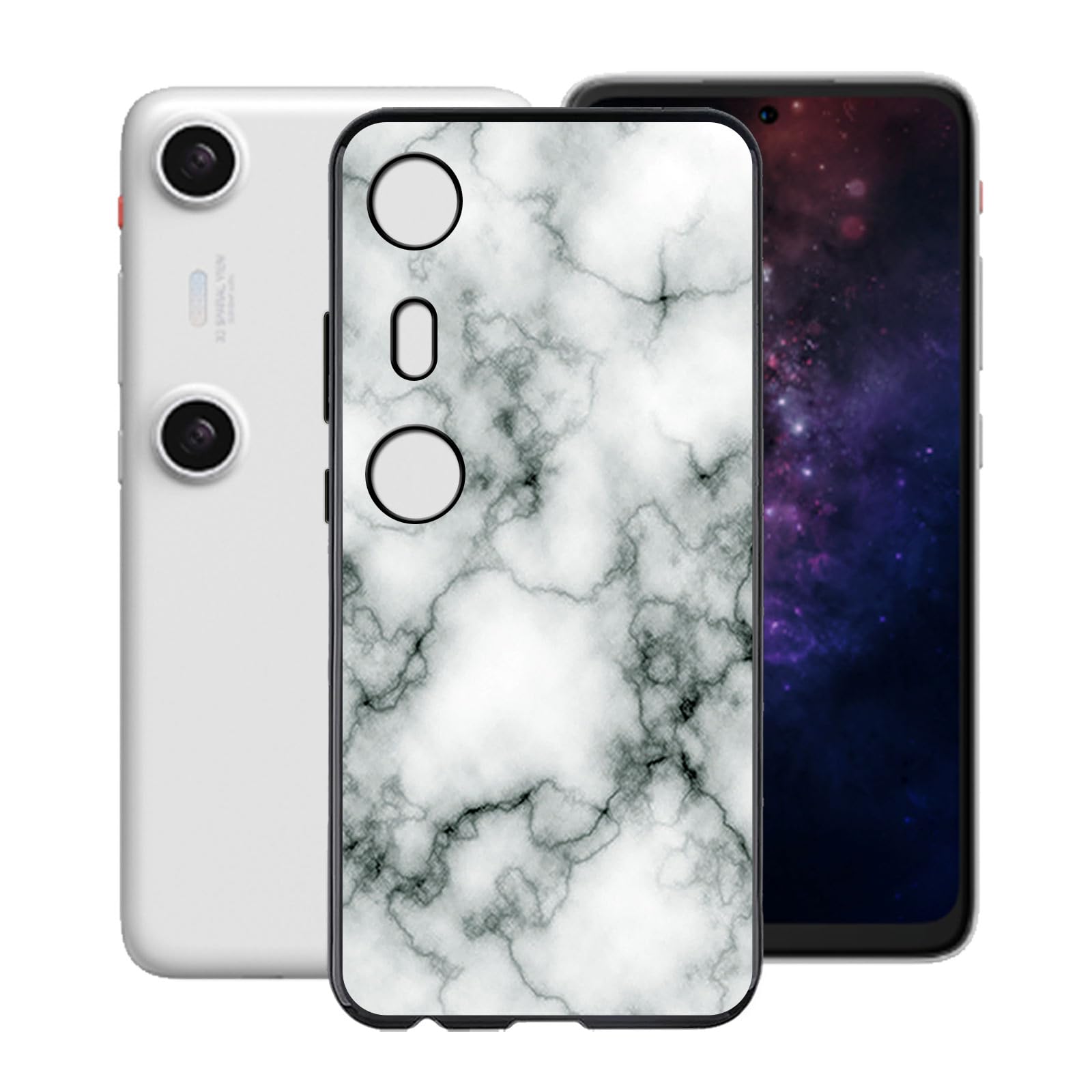 for Xreal Beam Pro Case, Black Shockproof Bumper Sleeves, 360° Drop Antiscratch Protection Cover Slim Fit Ultra-Thin Soft Silicone Phone Case for Xreal Beam Pro (6.60") - Marble