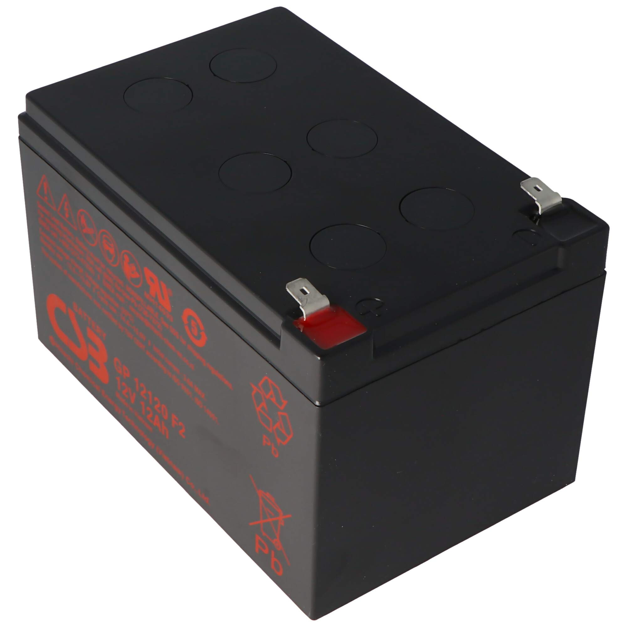 CSB -GP12120F2 - Batteria al piombo AGM 12 Volt, 12 Ah, 151 x 98 x 100 mm, Faston 6,3 mm, 5 anni di standby