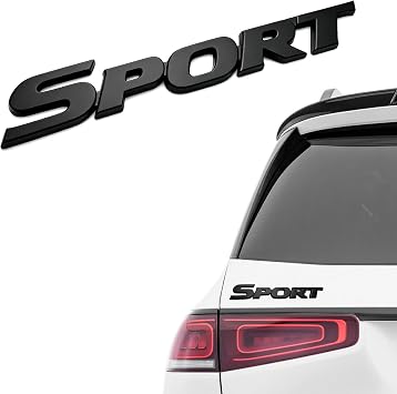 Sport Letter Car Emblem, Auto Badge Sticker Black