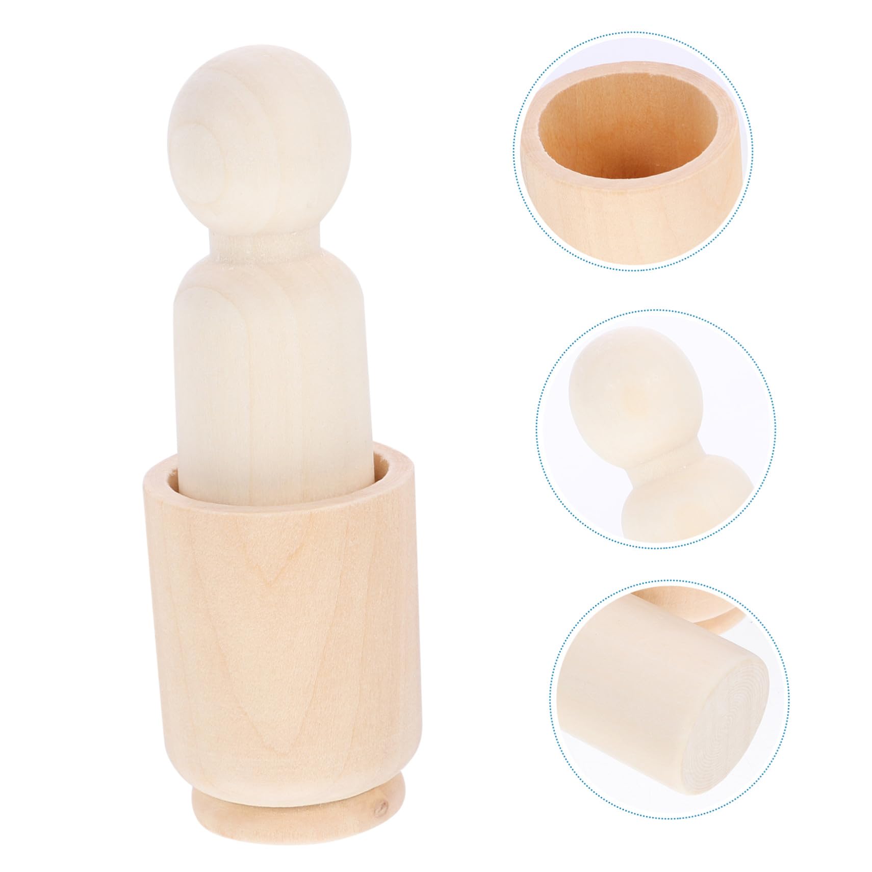 Beaupretty 10 Satz Holzpuppen und Kleiner Holzbecher 90mm Selbstgemacht Bastelset für Kinder Natürliche Holzfigur Bemalbar Kreatives Spielzeug und Dekoration