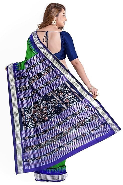 Image of Handmade Pure Bomkai Silk Saree Khandua Natural Silk Ikkat Saree For Women /Ethnic Wear /Traditonal Saree /Handloom Saree With Regular Fit Blouse Piece