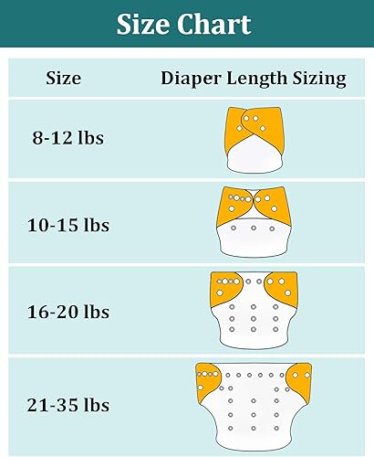 Miniatura 7 de babygoal Pañales de tela de carbón reutilizables con refuerzos dobles, paquete de 6 pañales lavables de bolsillo para bebé con 6 insertos de carbón