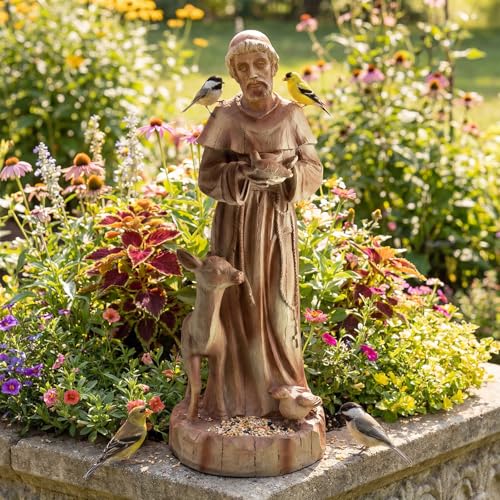 Giantex Outdoor St. Francis Garden Statue with Bird Feeder 24.5