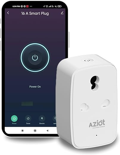 AZIOT 16A Smart Plug with Energy Monitoring, WiFi &amp; Bluetooth, Suitable for Large Appliances like Geysers, Microwave Oven...