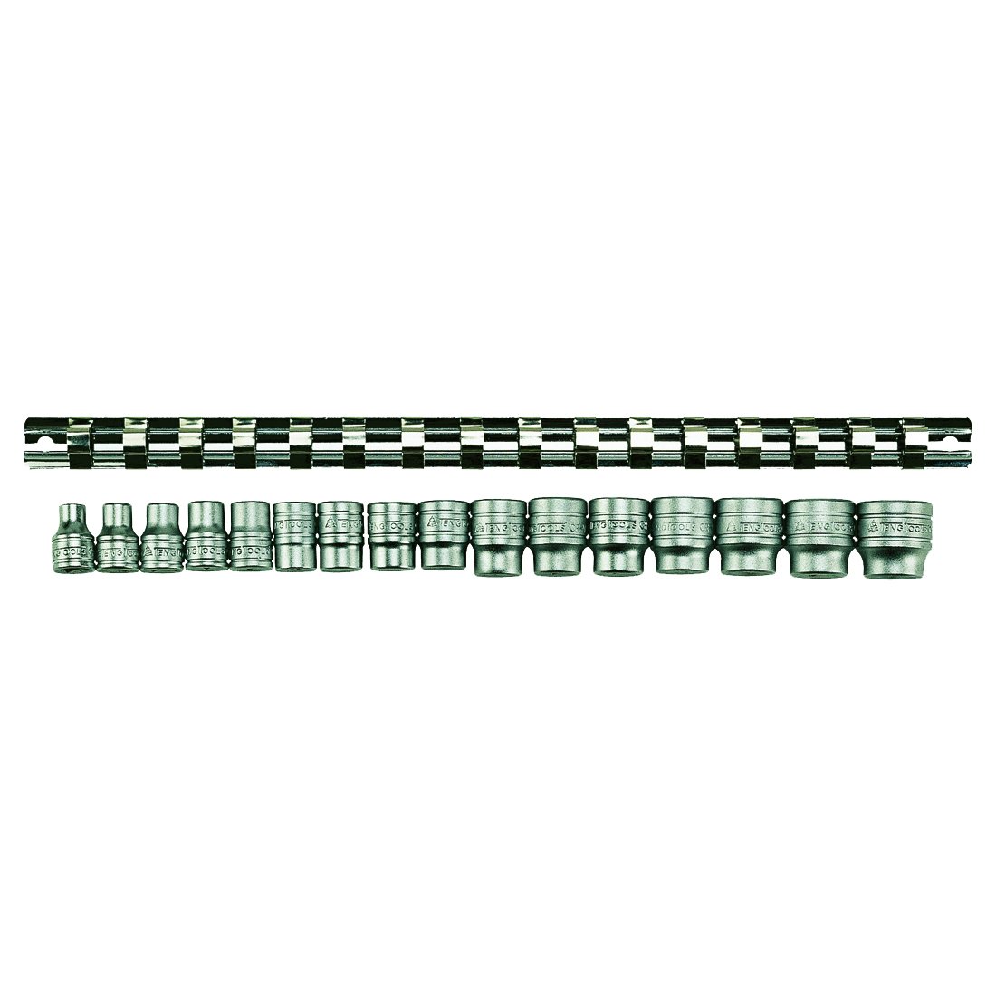 Teng M3816 3/8-inch Clip Rail Metric Socket Set Drive (16 Pieces)