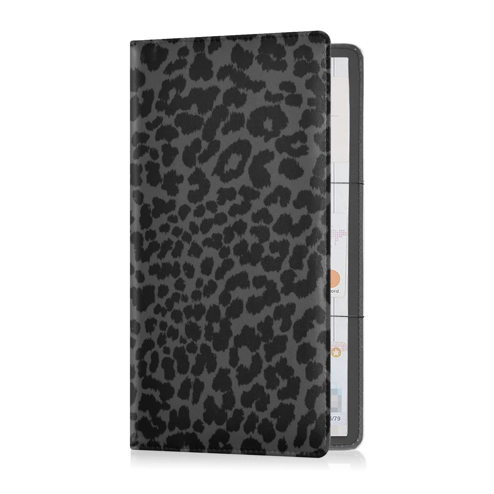 Car Registration and Insurance Holder-Dark Gray Leopard Cheetah Print Leather Auto Registration and Insurance Card Holder-Vehicle Glove Box Organizer for Driver's License(228vb5d)