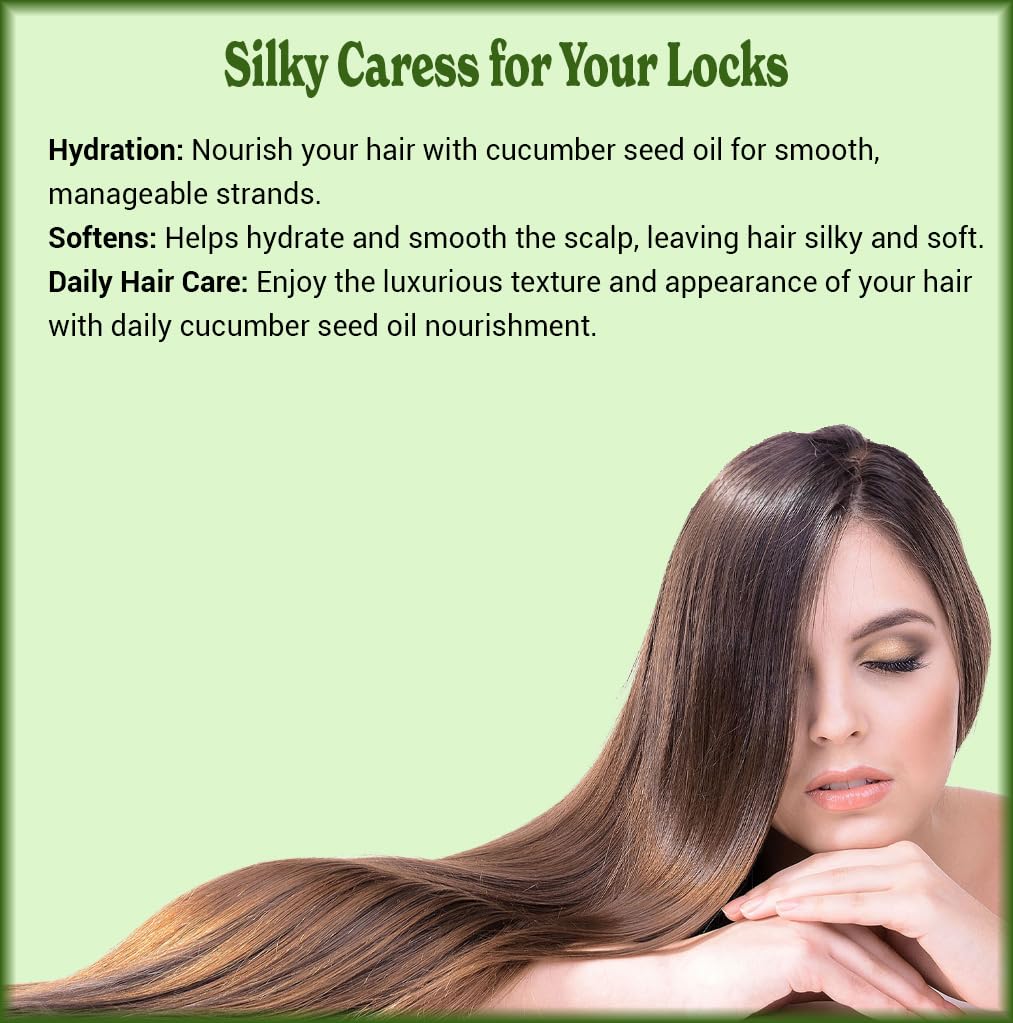 Natural Born Oils Cucumber Seed Oil, 16oz, Organic, Cold-Pressed, Nutrient-Rich, Deep Skin Care, Hair Revitalization
