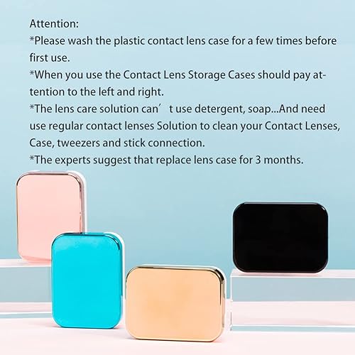 Miniatura 8 de Estuche para lentes de contacto, paquete de dos fundas de viaje portátiles para lentes de contacto con herramienta removedora, pinzas para espejo,