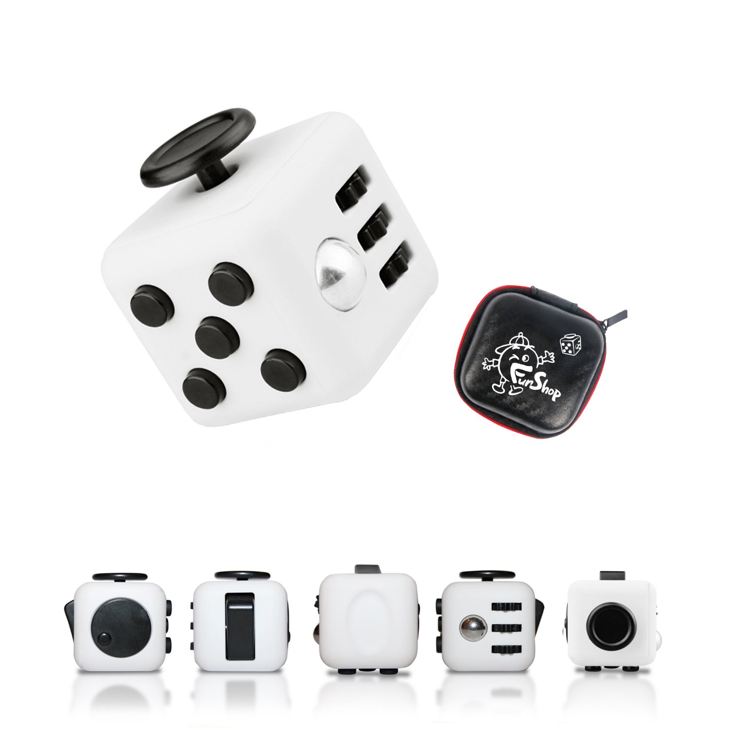 Fun Cube Relieves Stress and Anxiety Fidget Toy for Children and Adults, White/Black