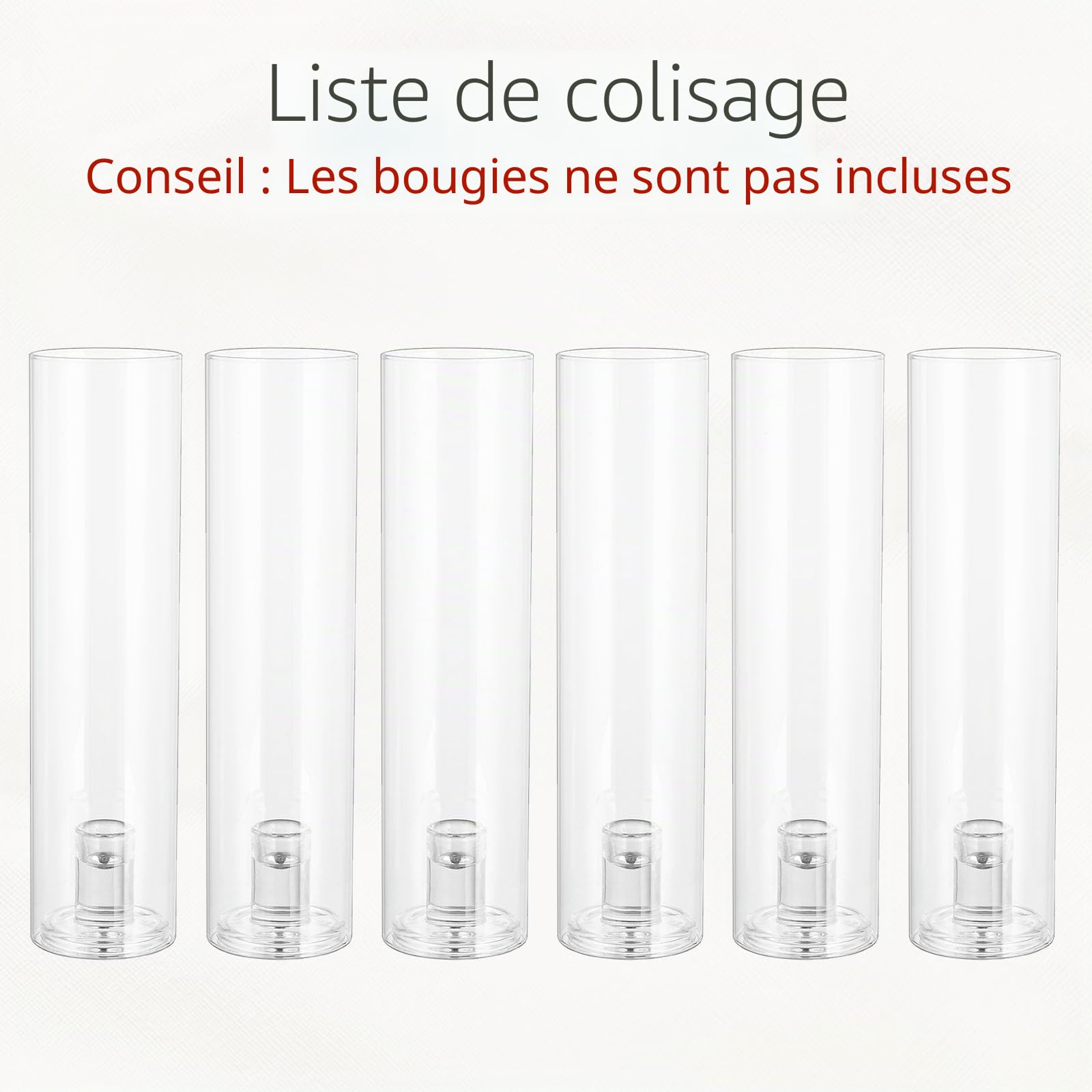 Bougeoir Transparent pour Bougie Conique: Porte-Bougies en Verre avec 30cm Haut Abat-Jour Cylindrique 6 Pcs Chandelier Moderne pour Noël Mariage Centre de Table Décoration d'intérieur (6)