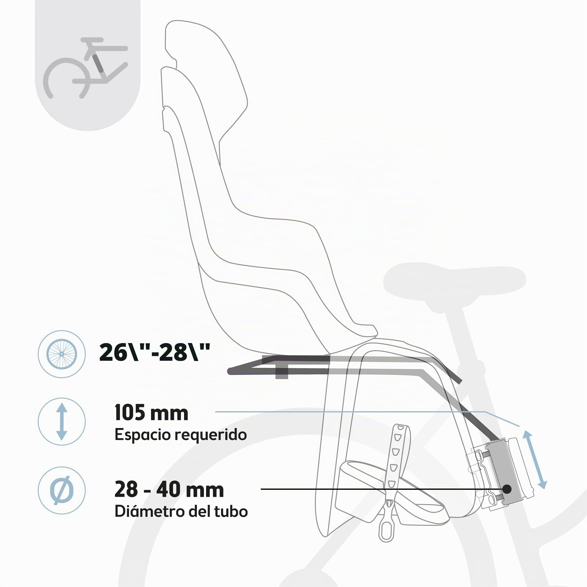 BOBIKE 8012400008 - Silla Bicicleta Trasera GO Maxi Anclaje en Cuadro – Segura, Elegante y Ajustable para niños de 9 Meses a 6 años, hasta 22 kg, Menta