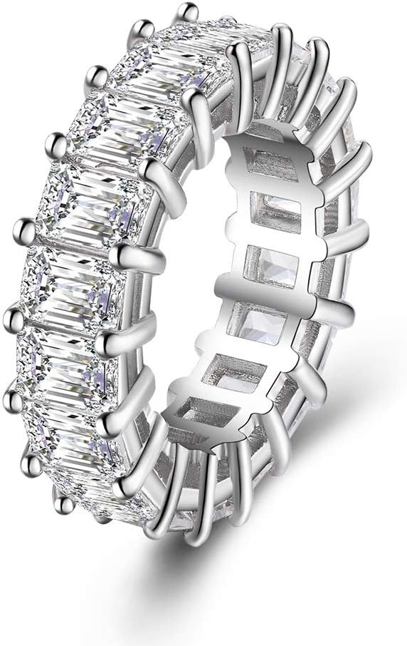 Eternity Ring Princess Cut sona Diamond Cz 925 Sterling Silver Engagement Wedding Band Rings for Women Men Jewelry
