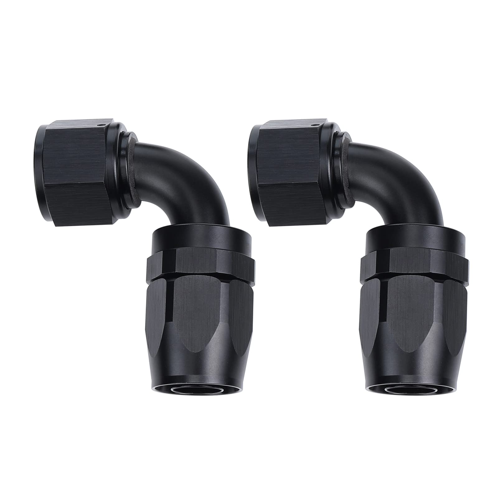 AC PERFORMANCE -12 AN 90 Degree Swivel Hose End Fitting Aluminum Black, Pack of 2