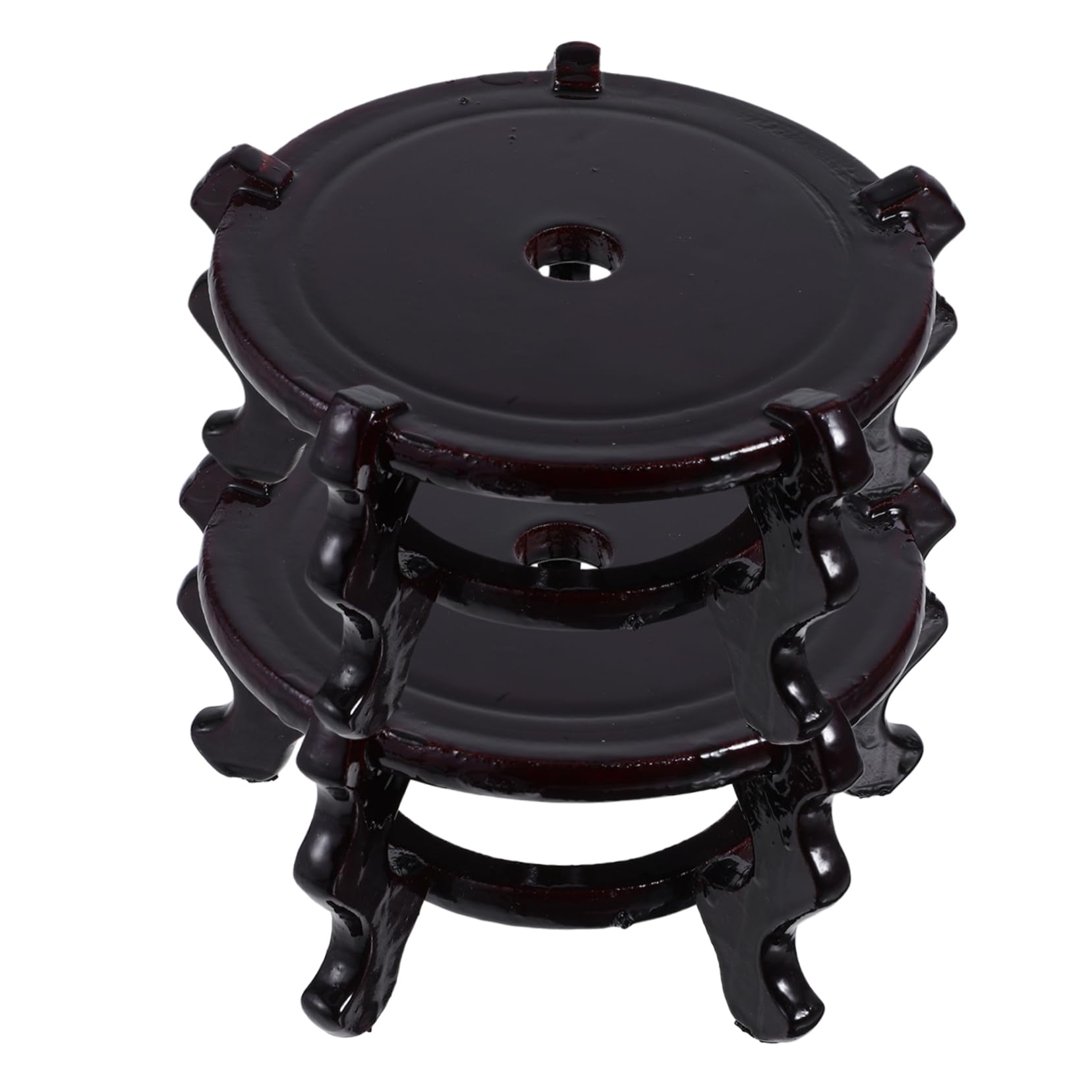 TOYANDONA Soporte para Macetas de Madera Marrón Diseño Versátil y Ahorro de Espacio Base Redonda Paquete de 2 Unidades para Exhibición Creativa de Jarrones y Flores en Interiores
