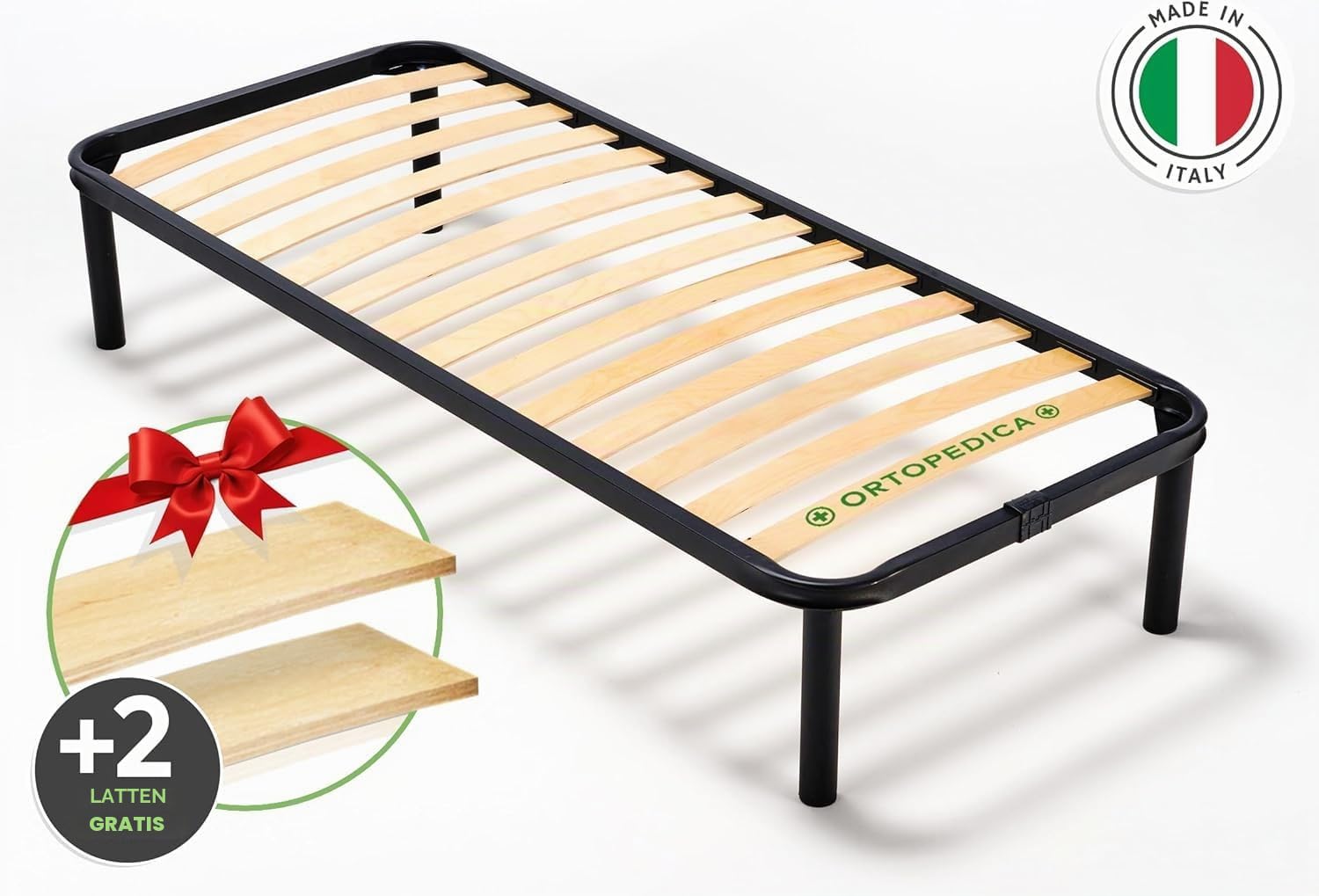EVERGREENWEB Lattenrost 80x200 Höhe 35 cm, Orthopädisches Extra Komfort Leisten Holz, 4 Abnehmbar Füße, Verstärkte Bettrahmen aus Stahl, Bettgestell geeignet für alle Betten & Matratzen | Apple